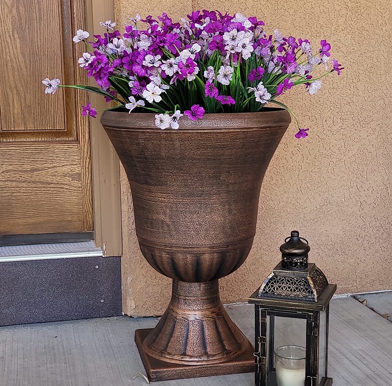 Outdoor Artificial Flowers UV Resistant Spring Plants Fake Silk Flowers Greenery Shrubs Plastic Flower Faux Plants for Outside Indoor Decor